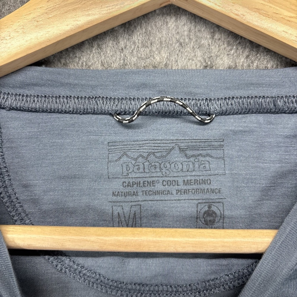 Patagonia Capilene Cool Merino Long Sleeve Shirt Women's Medium Blue Gray Flaws - Picture 5 of 9